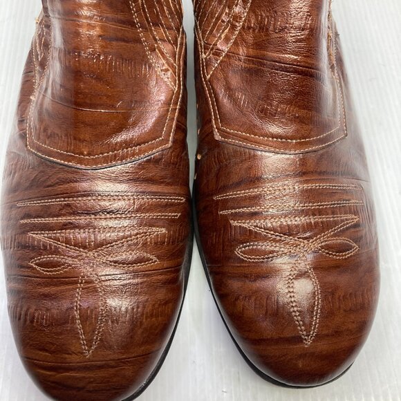 BOVI western cowboy brown  leather handmade womens dance shoes sz 39.5 - Picture 7 of 8